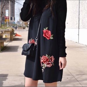 Slip dress with floral embroidery